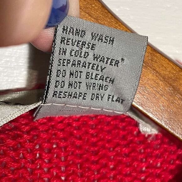 Vintage Red Sweater L Gold Beaded Sequin Roses Knit Holiday 80s Glam Pullover - Picture 6 of 11